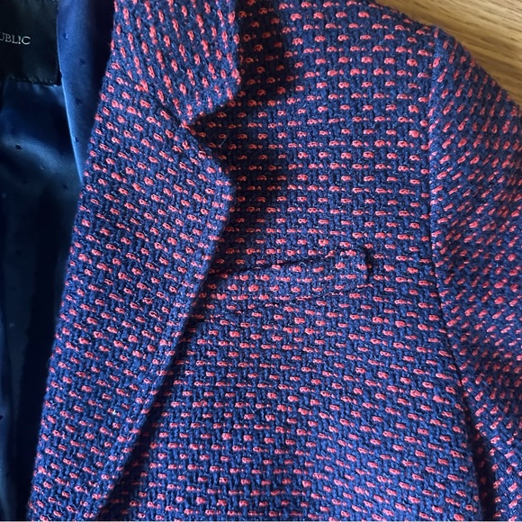 Women’s Banana Republic Navy Red Woven Blazer Size 4 * - Picture 5 of 7